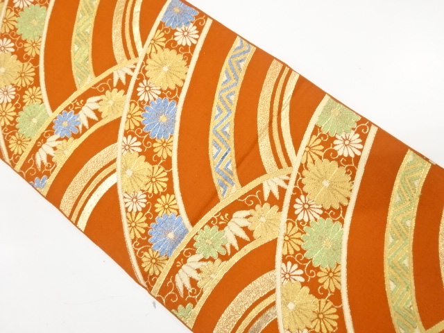 JAPANESE KIMONO / ANTIQUE FUKURO OBI / SILK / WOVEN MOUNTAINS
